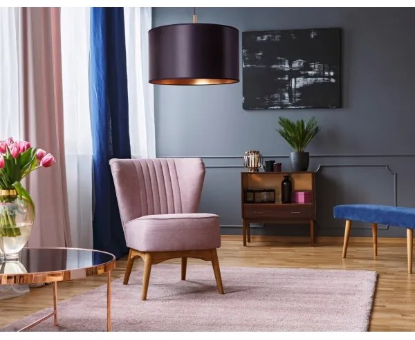 Duolla - Lustră pe cablu CANNES 1xE27/15W/230V d. 50 cm neagră/cupru