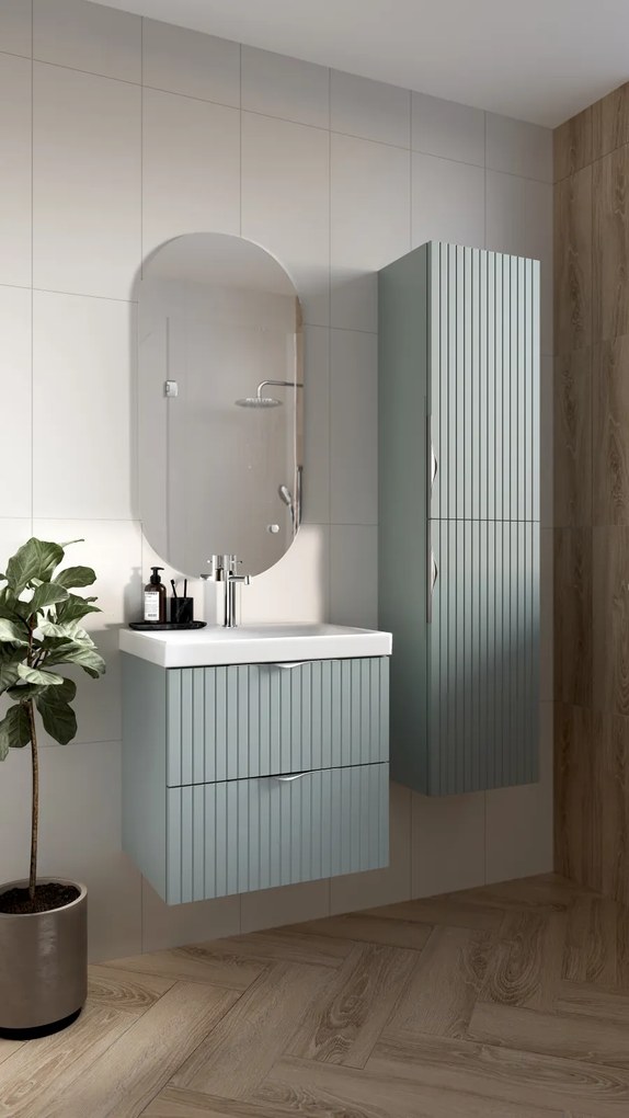 Set dulap baie suspendat 2 sertare lavoar inclus, 60 cm, culoare fiord mat, MDF, Cersanit Tirso 600x450 mm, Fiord mat