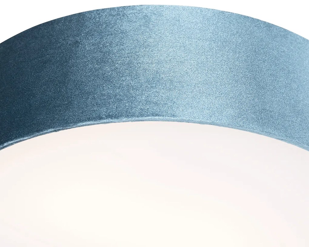 Plafoniera moderna albastra 40 cm cu interior auriu - Drum