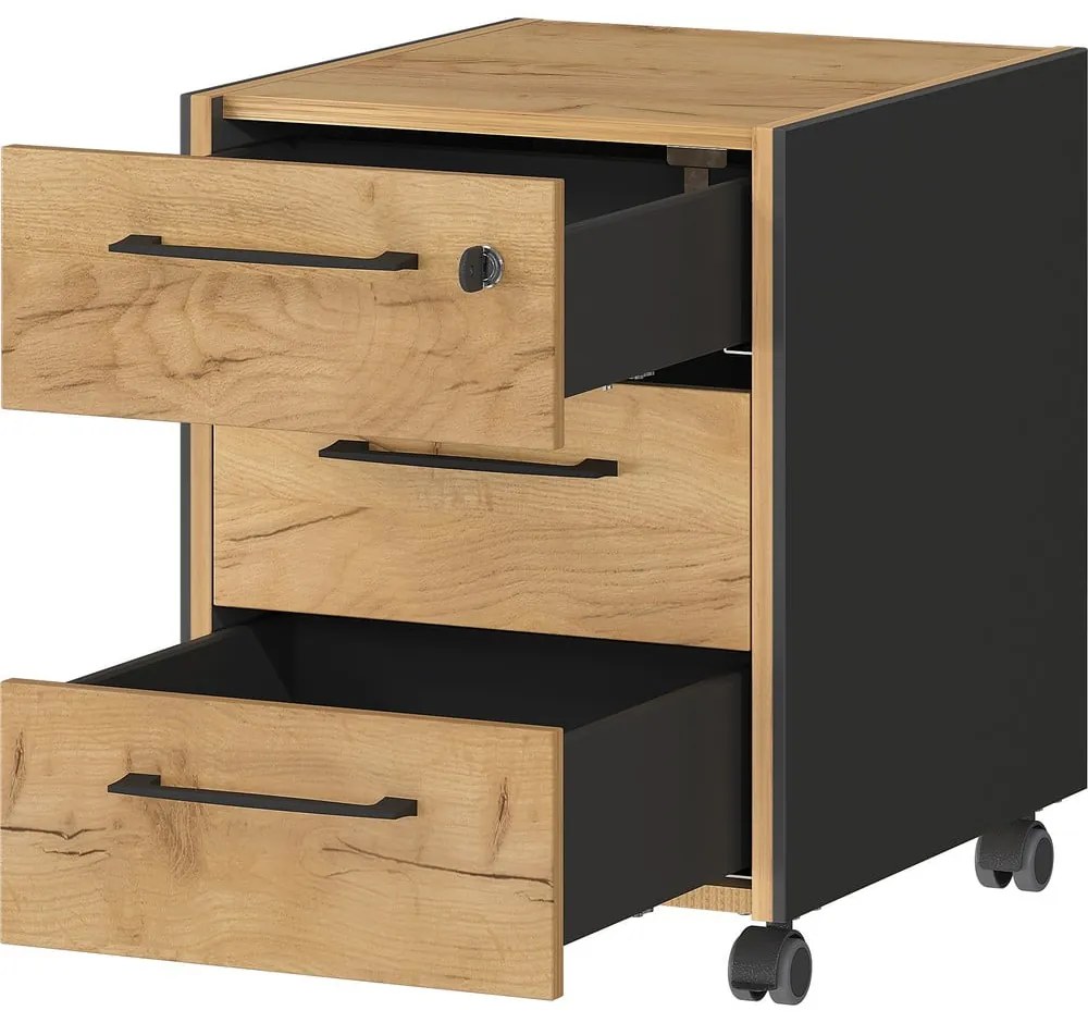 Dulap gri antracit/în culoare naturală cu aspect de lemn de stejar 42x54x49 cm Podium – Germania