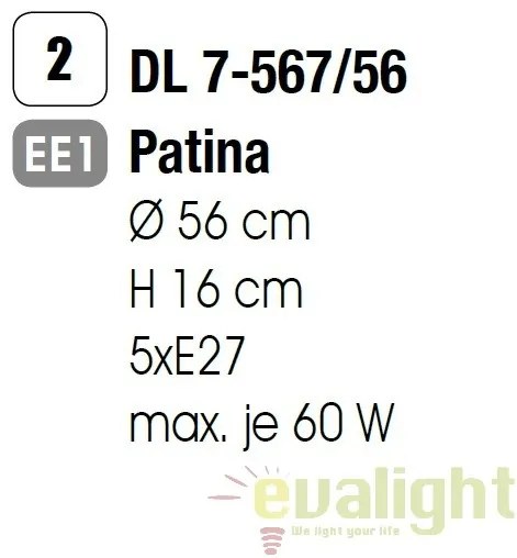 Plafoniera stil clasic diam.56cm Mauro DL 7-567/56 Patina OR