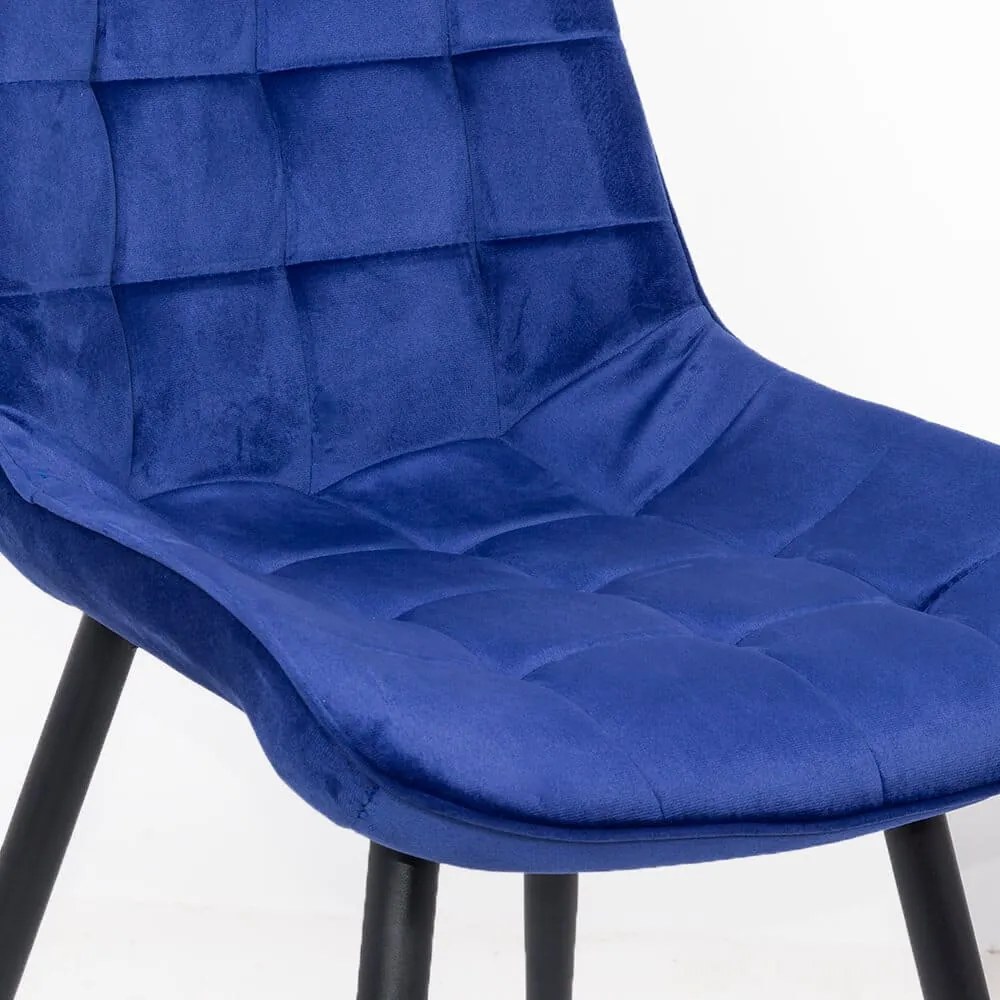 Scaun living modern din catifea cu cadru metalic BUC 206 bleumarin