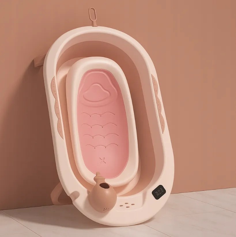 Cada de baie pliabilă pentru copii VAIANA PREMIUM cu șezlong și suport - mai multe culori Albastru