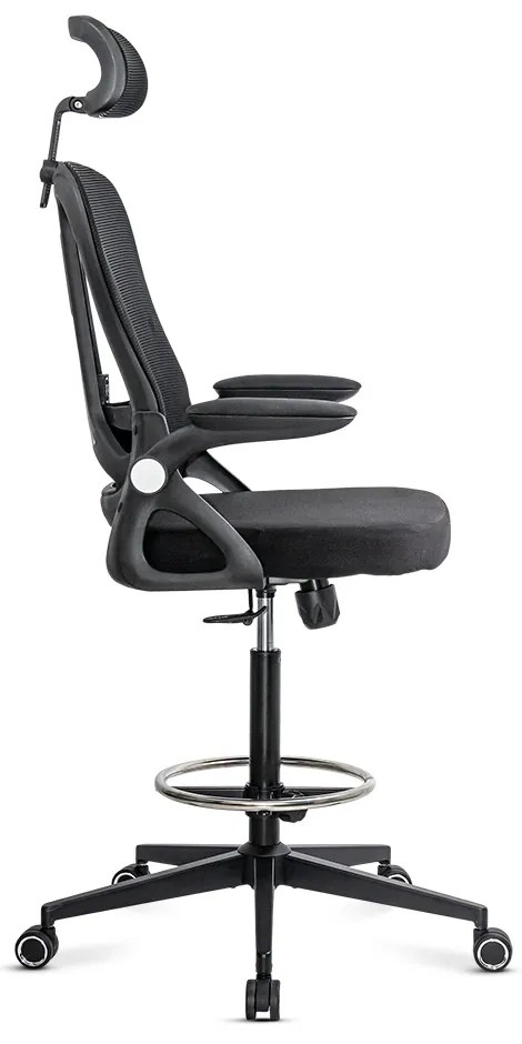 Scaun operativ ergonomic negru din mesh cu suport picioare reglabil și tetieră ajustabilă OFF 650