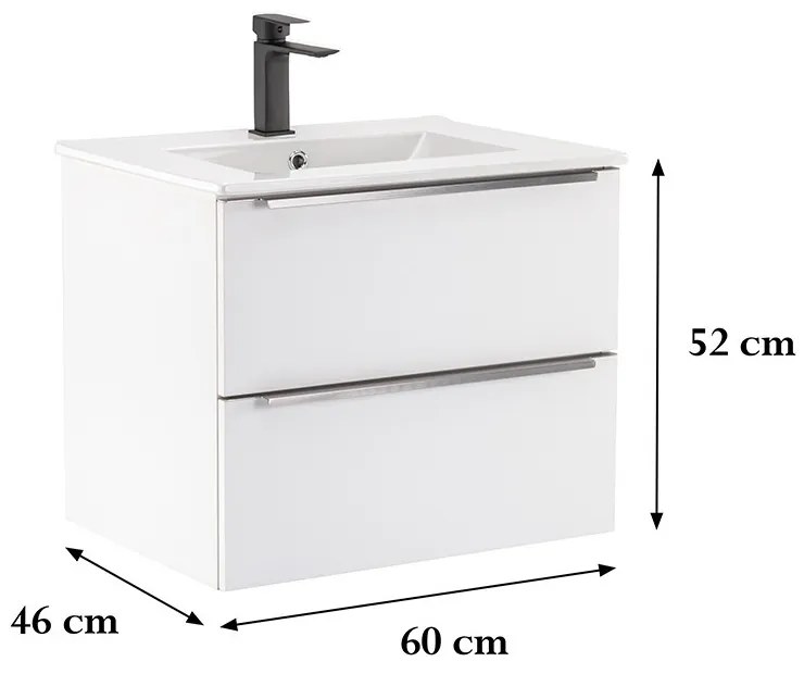 Dulap inferior Vario Trim 60 cu lavoar alb-alb