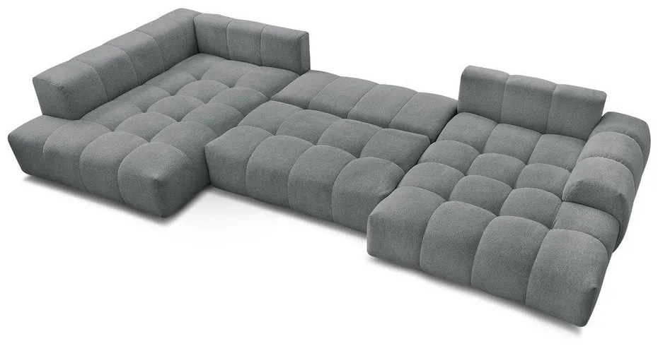 Colțar gri închis extensibil/cu spațiu de depozitare cu tapițerie din chenille (cu colț pe partea stângă/în formă de "U") Everest – Bobochic Paris