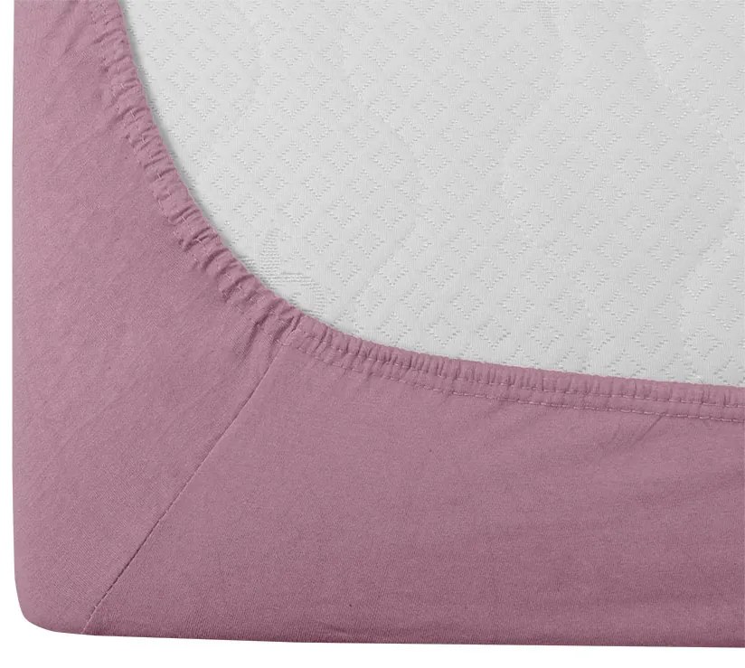 Cearsaf Jersey EXCLUSIVE cu elastic roz 200 x 220 cm