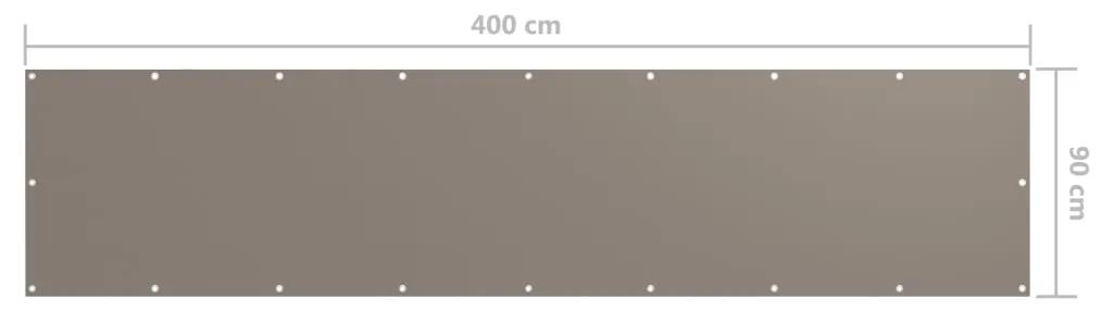 Paravan de balcon, gri taupe, 90x400 cm, tesatura oxford Gri taupe, 90 x 400 cm