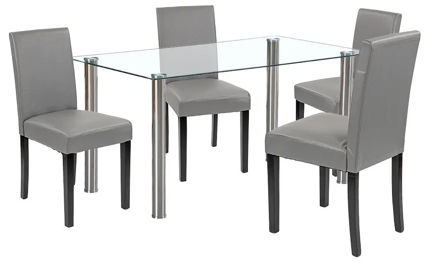 Set de masă Cadiz 4+1 alb-gri