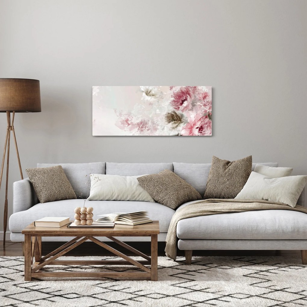 Tablou - Pictura flori roz (120x50 cm)