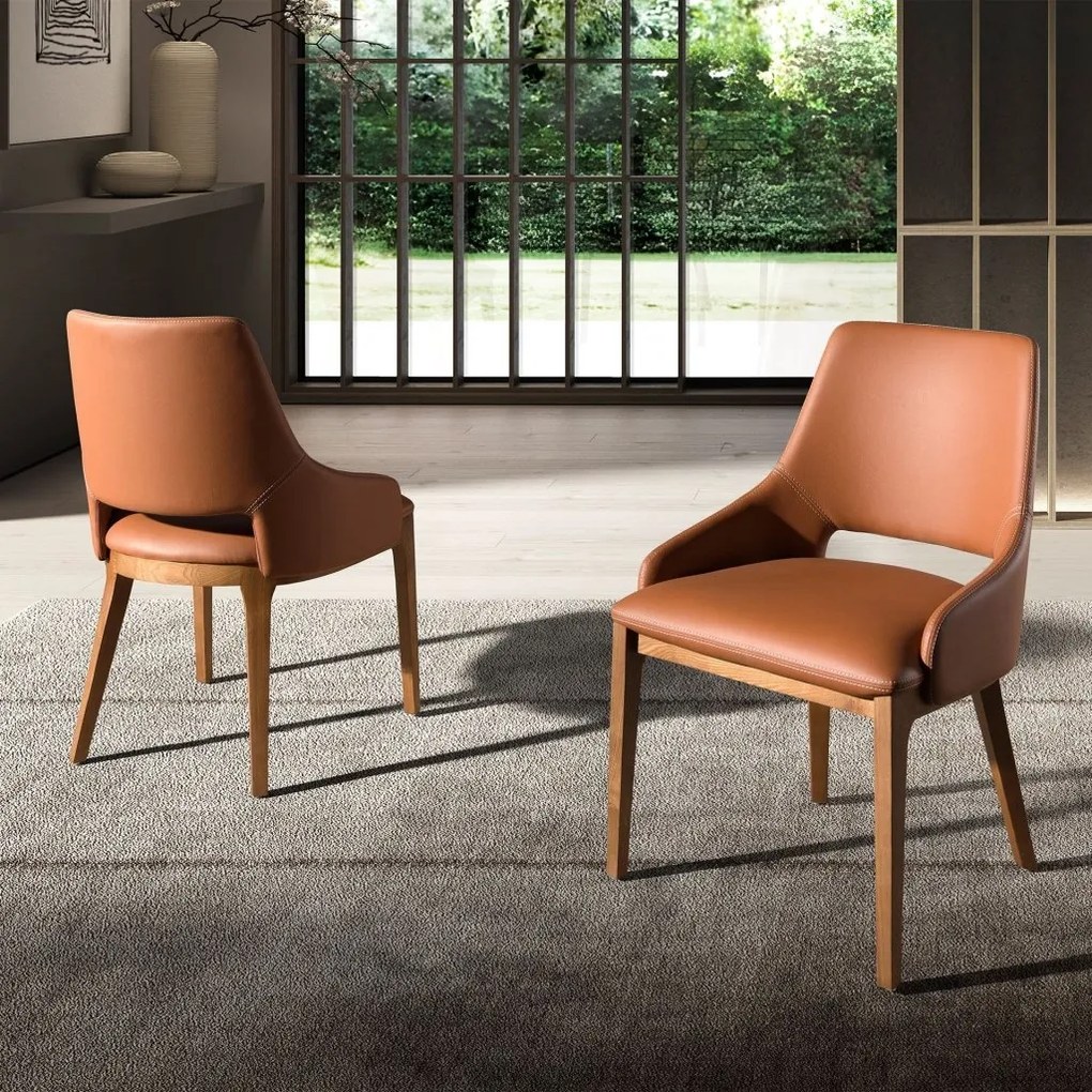 Scaun design LUX, Nuc, Piele sintetica, Brown