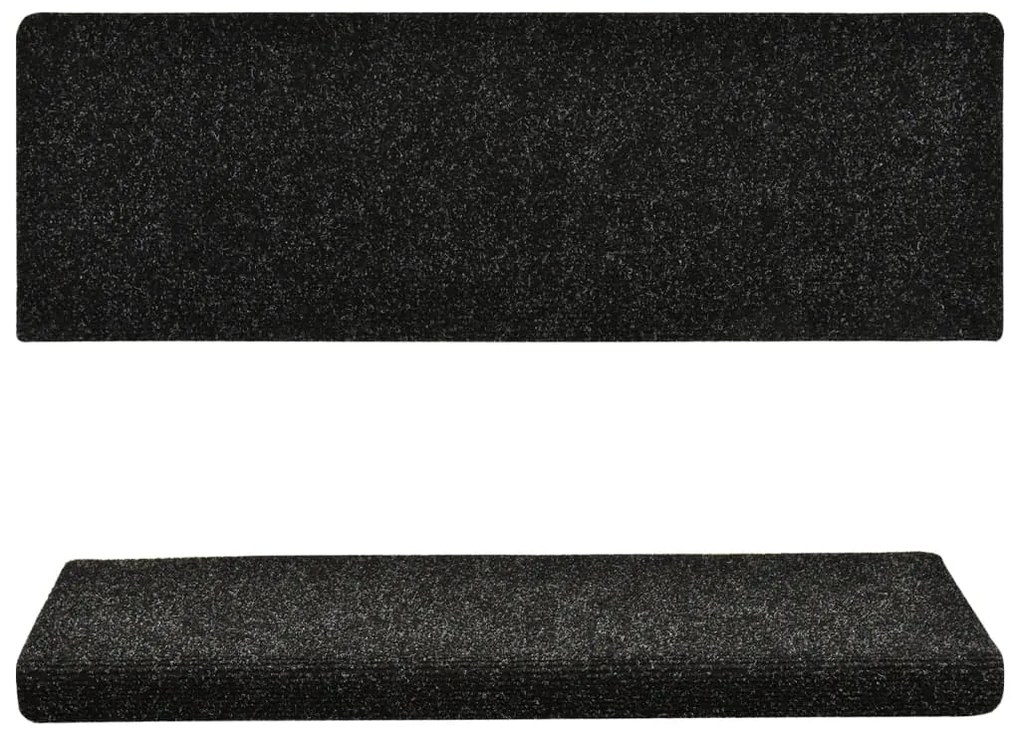 Covorase scari, 10 buc., negru, 65x25 cm, cusatura punch 10, Negru