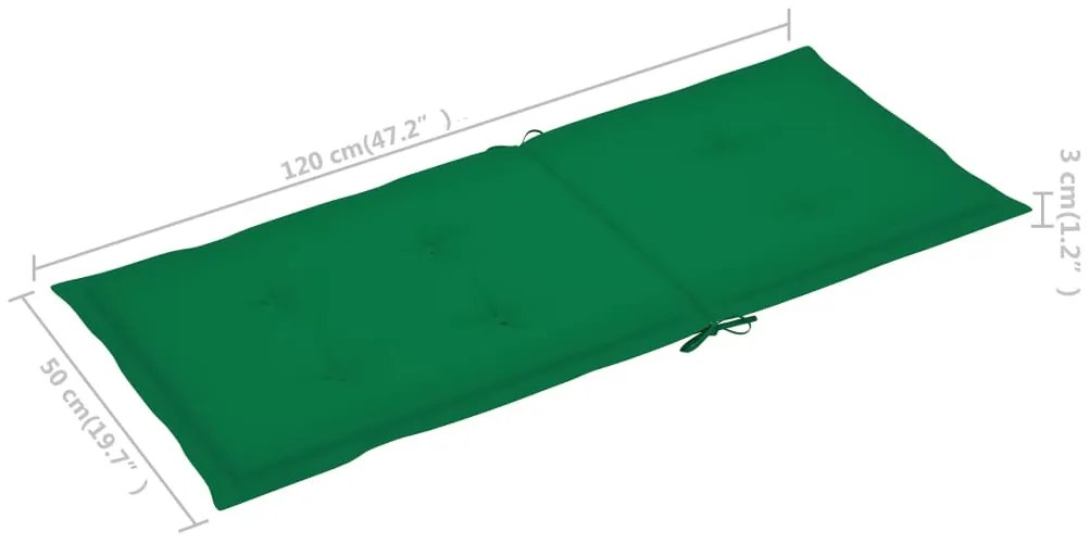 Scaun de gradina cu perne verzi, lemn masiv tec 1, Verde