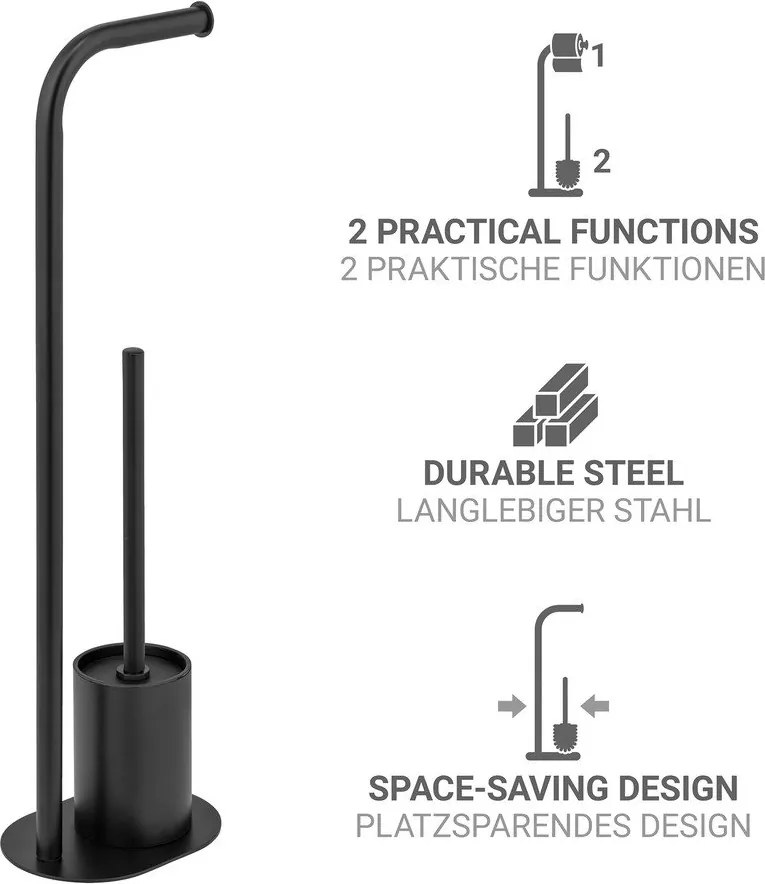 Suport pentru hârtie igienică negru din oțel Levante – Wenko