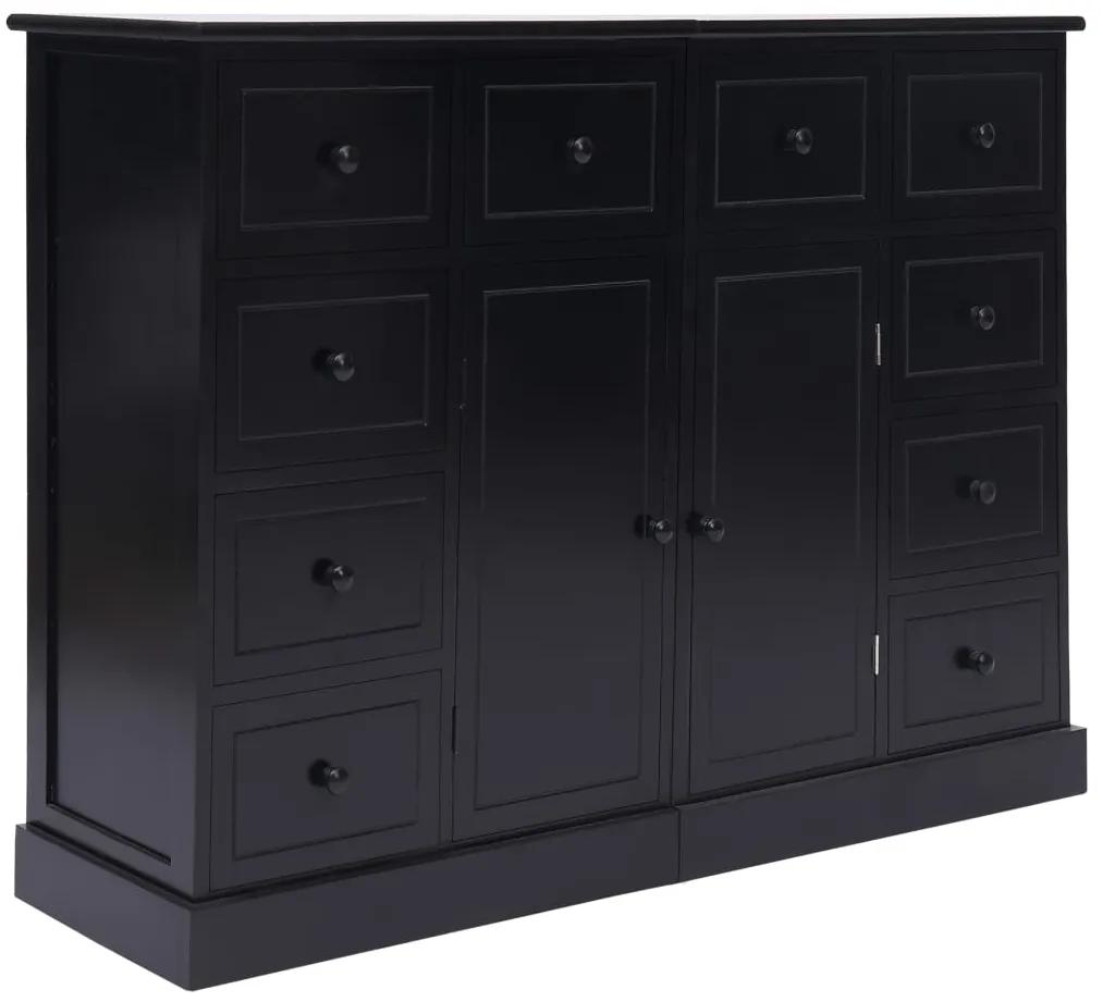284178 vidaXL Servantă cu 10 sertare, negru, 113 x 30 x 79 cm, lemn