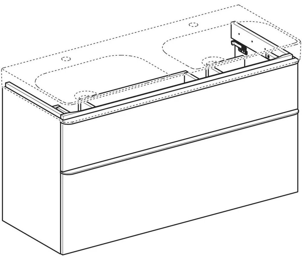 Dulap baie suspendat Geberit Smyle Square pentru lavoar, 120 cm, alb Alb