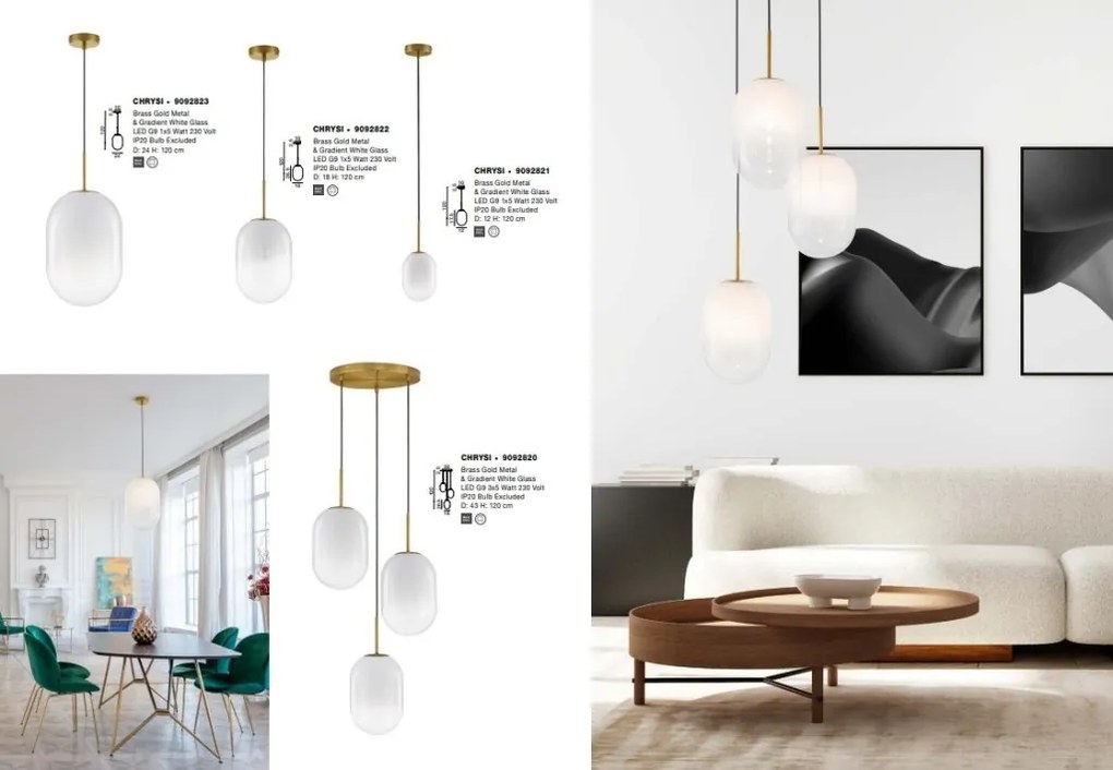 Lustra cu 3 pendule design modern CHRYSI