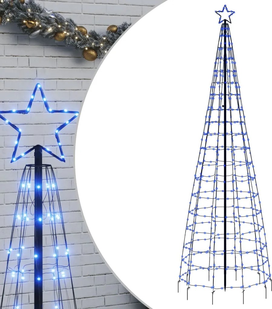 vidaXL Pom de Crăciun LED cu țepi 570 LED-uri Albastru 300 cm