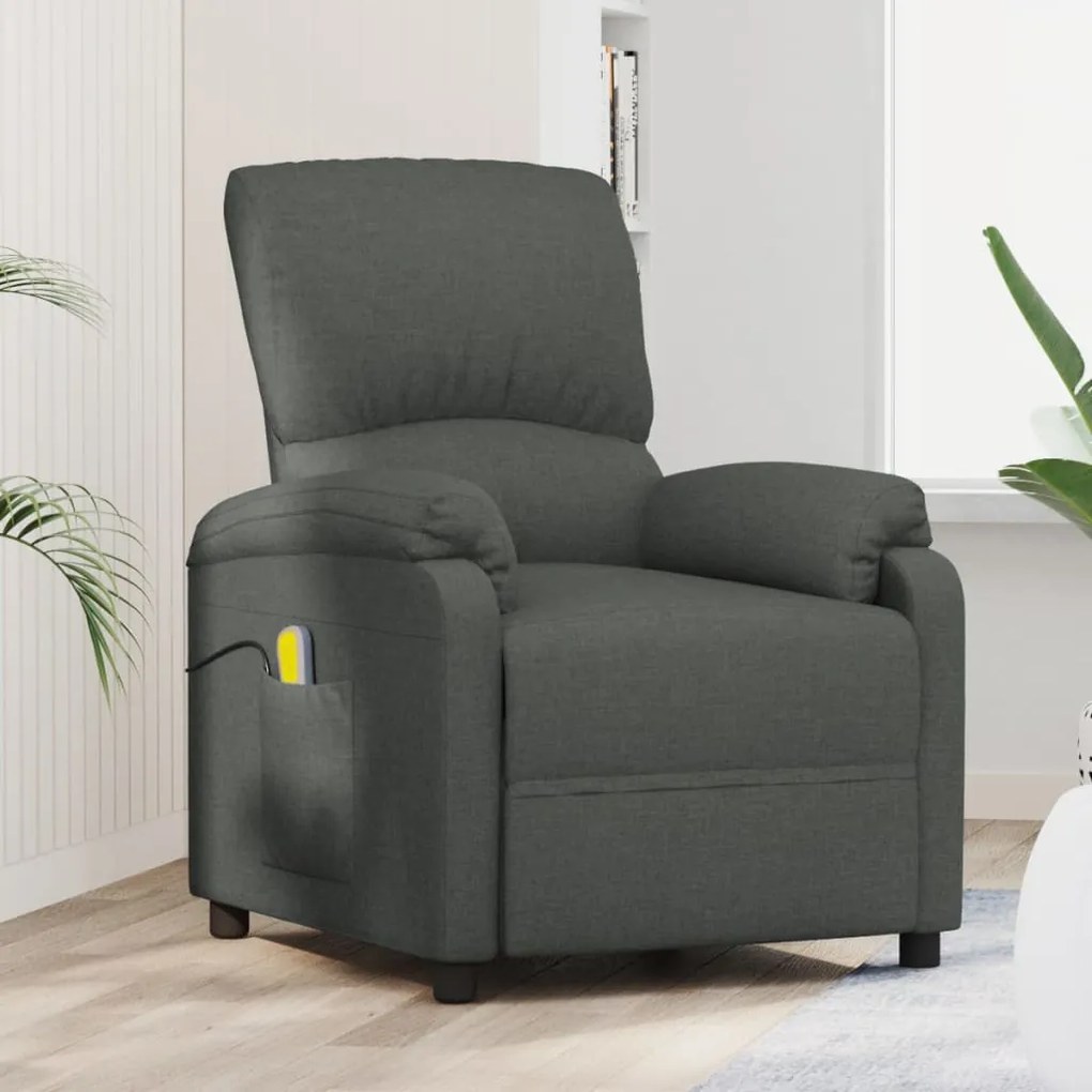 324080 vidaXL Fotoliu de masaj, gri închis, material textil