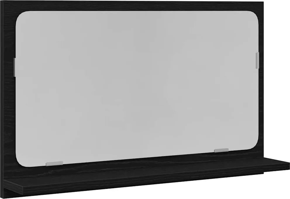 vidaXL Raft cu Oglindă Stejar Negru 60 x 10,5 x 37 cm Lemn compozit