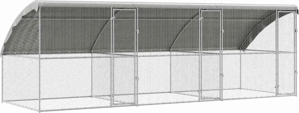 vidaXL Cușcă pentru pui 3 pcs Argintiu 600 x 200 x 198,5 cm