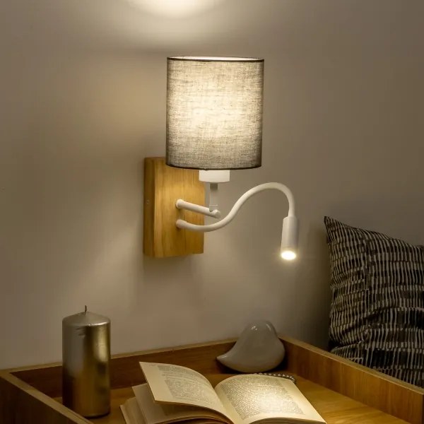 Lampă LED de perete Brilagi NUBILA WOOD 1xE27/25W/230V + LED/3W stejar/antracit