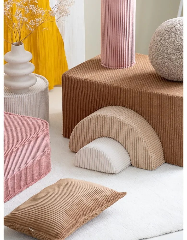 Teren de joacă din spumă maro 3 buc. din catifea reiată înălțime 37 cm 75x49 cm Rainbow Montessori – Wigiwama