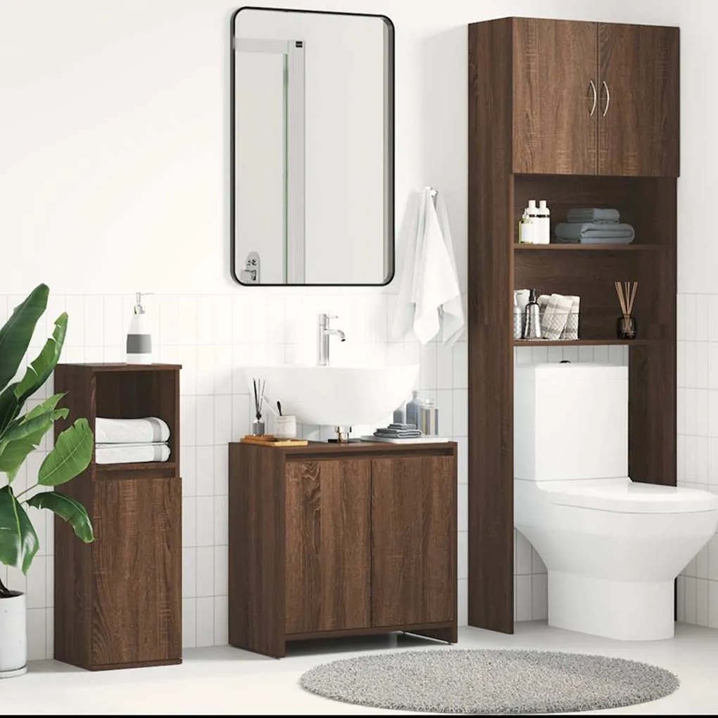 vidaXL Dulap de baie, stejar maro, 60x33x61 cm, lemn prelucrat