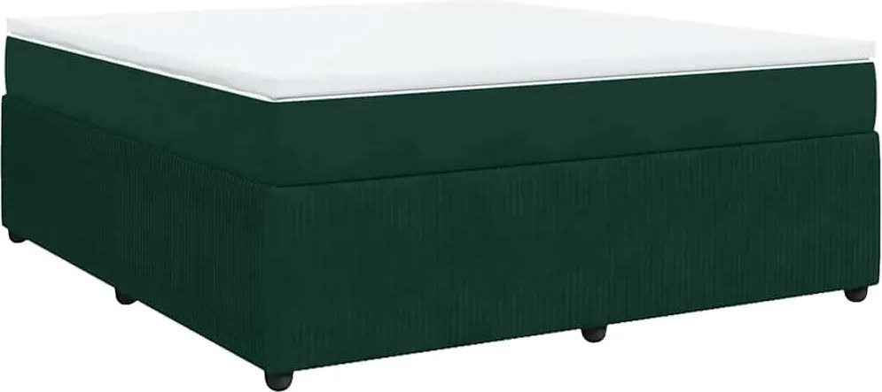 vidaXL Pat box spring cu saltea, verde închis, 180x200 cm, catifea