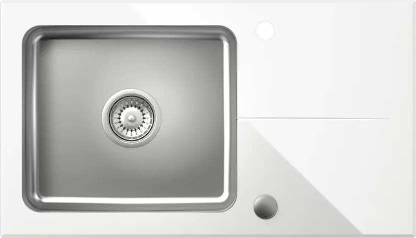 Chiuveta inox incastrata Quadron Pop Hugh 111 finisaj inox - alb 77x44 cm