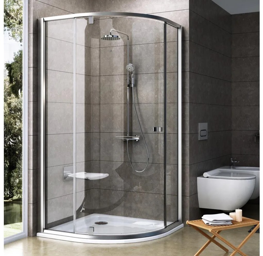 Ravak 37677U00Z1 - Cabină de duș PIVOT, cu trei elemente, în formă de sfert de cerc, 90x90 cm, satinat