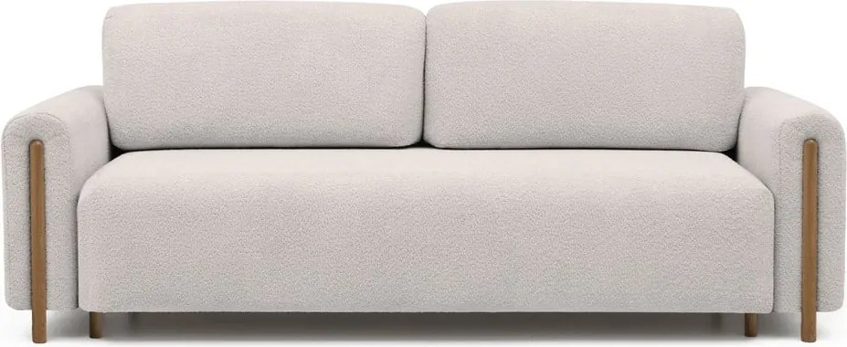 Canapea bej extensibilă/cu spațiu de depozitare cu tapițerie din țesătură bouclé 244 cm Arcadova – ELTAP