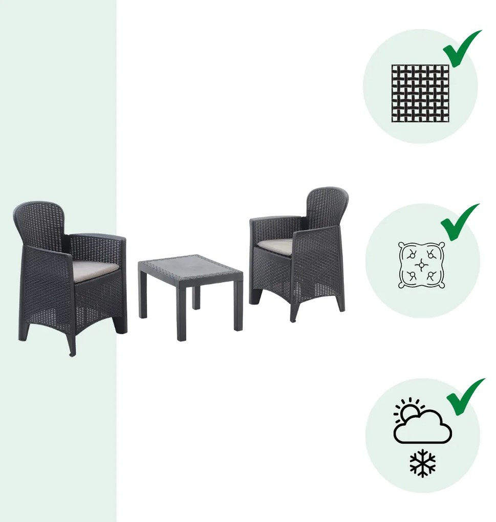 Set grădină AKITA, 3 piese, antracit I.P.A.E-Progarden