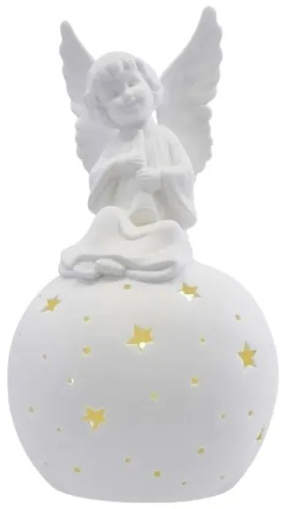 Decorațiune de Crăciun LED, înger ceramic, 0,4 W, 2x AA