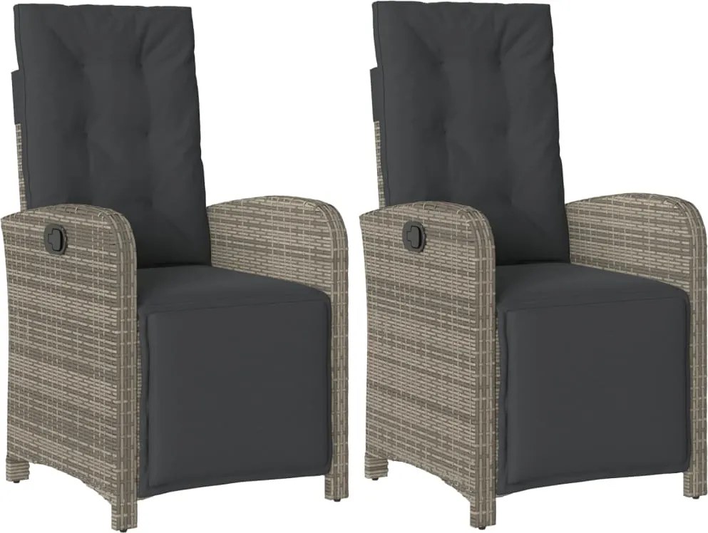 vidaXL Scaun de grădină rabarabil cu suport picioare,2 buc., poliratan