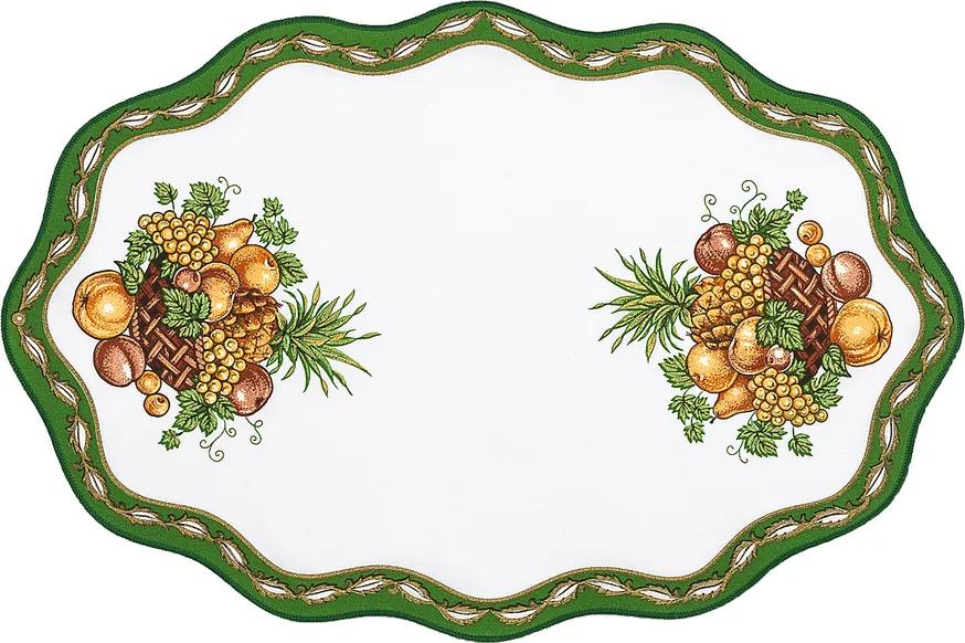 Față de masă verde cu fructe, 32 x 46 cm