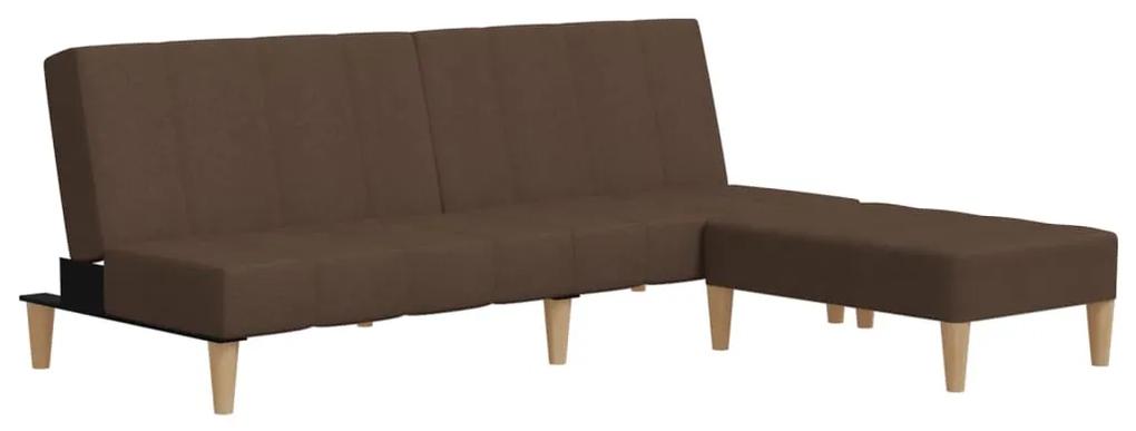 Canapea extensibila 2 locuri, cu taburet, maro, textil Maro, Cu scaunel pentru picioare