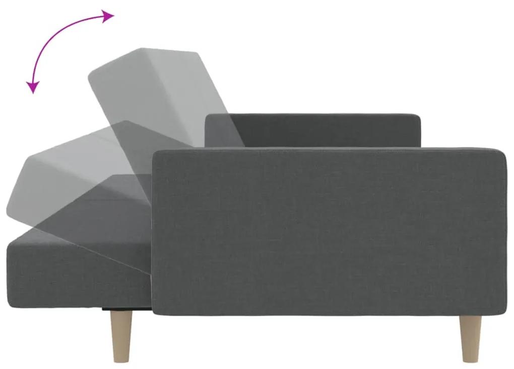 Canapea extensibila cu taburet, 2 locuri, gri deschis, textil Gri deschis, Cu suport de picioare