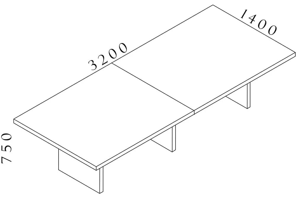 Masa de intalnire Lineart 320 x 140 cm, ulm deschis