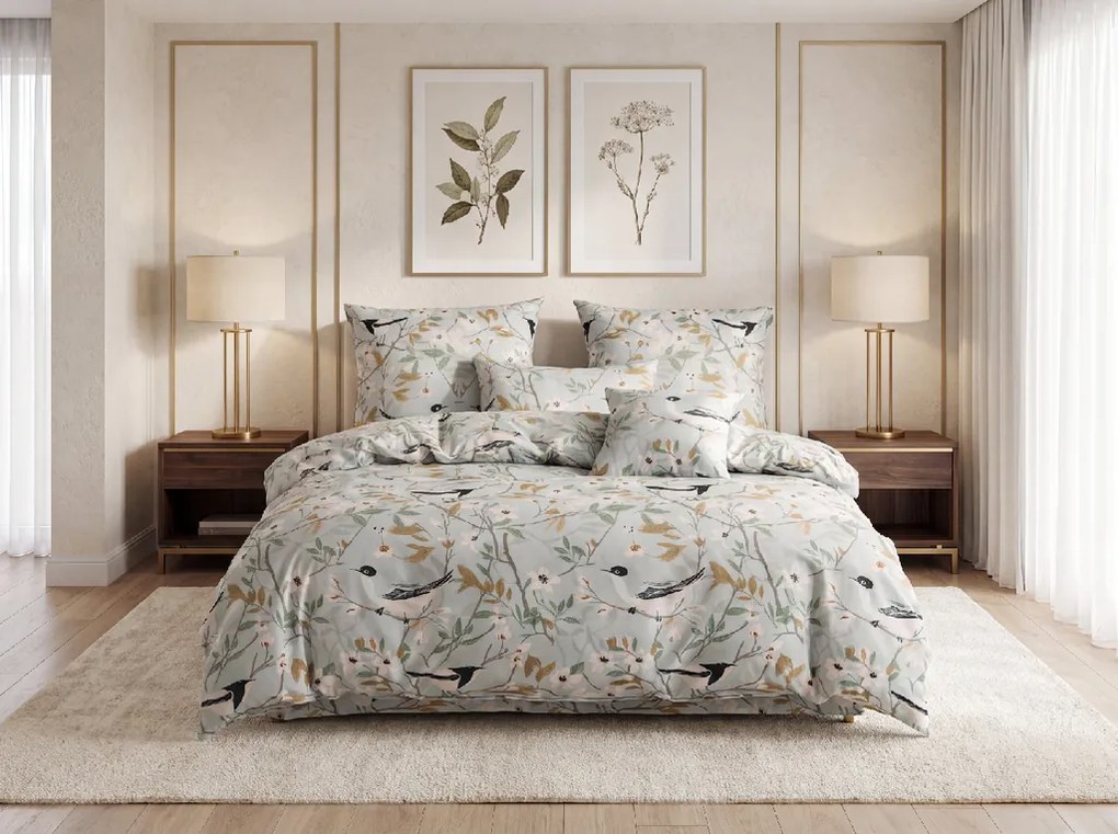 Lenjerie de pat din microfibra FLORIBIRD verde Dimensiune lenjerie de pat: 70 x 90 cm | 140 x 200 cm