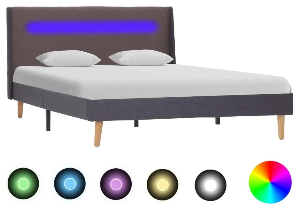 286705 vidaXL Cadru de pat cu LED, gri taupe, 120 x 200 cm, material textil