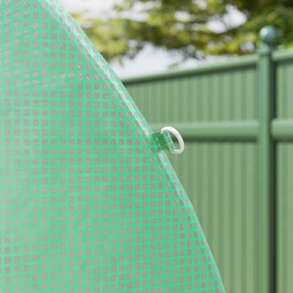 Outsunny Folie pentru seră 4 x 2 m, folie de grădină impermeabilă cu ușă, 8 ferestre, protecție UV, rezistentă la rupere, polietilenă, verde | Aosom Romania