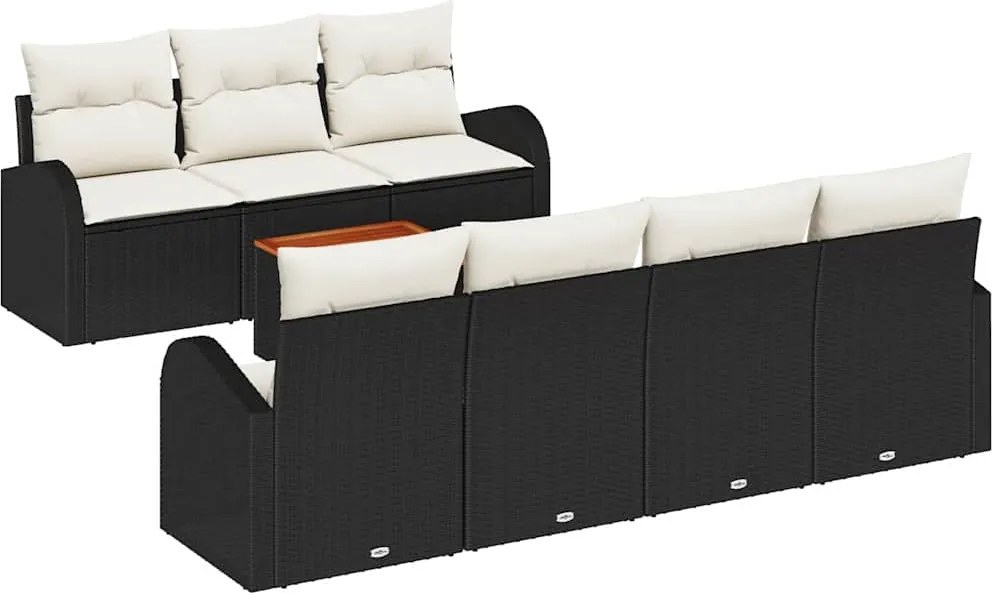vidaXL Set de canapele pentru grădină 8 pcs Negru și Crem poliratan