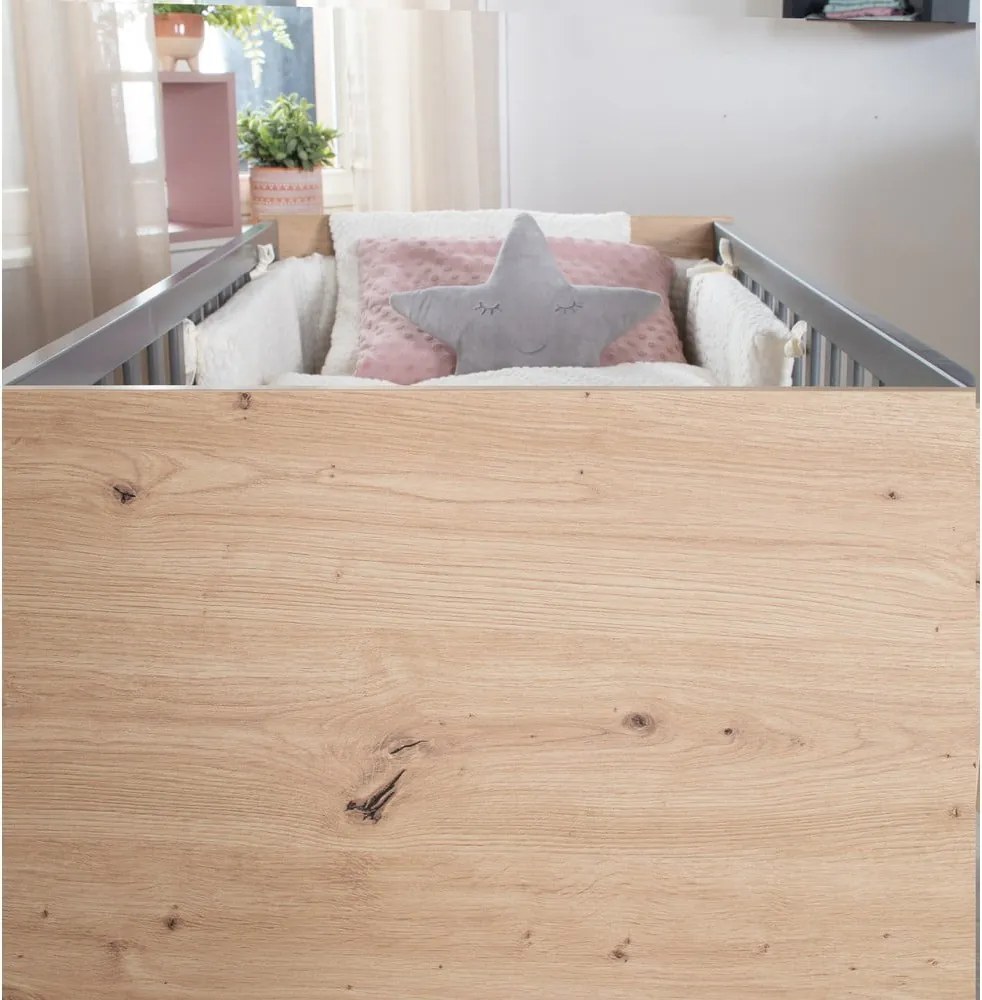 Pătuț gri-în culoare naturală 60x120 cm Anna – Roba