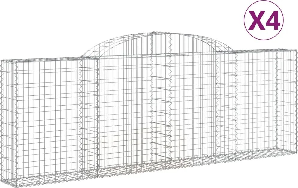 vidaXL Coșuri gabion arcuite 4 buc, 300x30x100/120 cm fier galvanizat