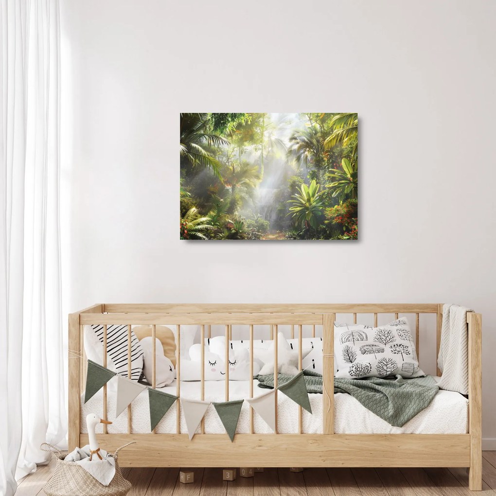 Tablou pe sticlă - Pădure tropicală (70x50 cm)