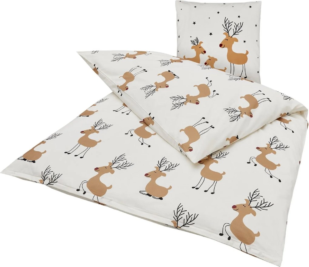 Lenjerie de pat din bumbac Renforcé TIMBA DEER albă Dimensiune lenjerie de pat: 80 x 80 cm | 135 x 200 cm