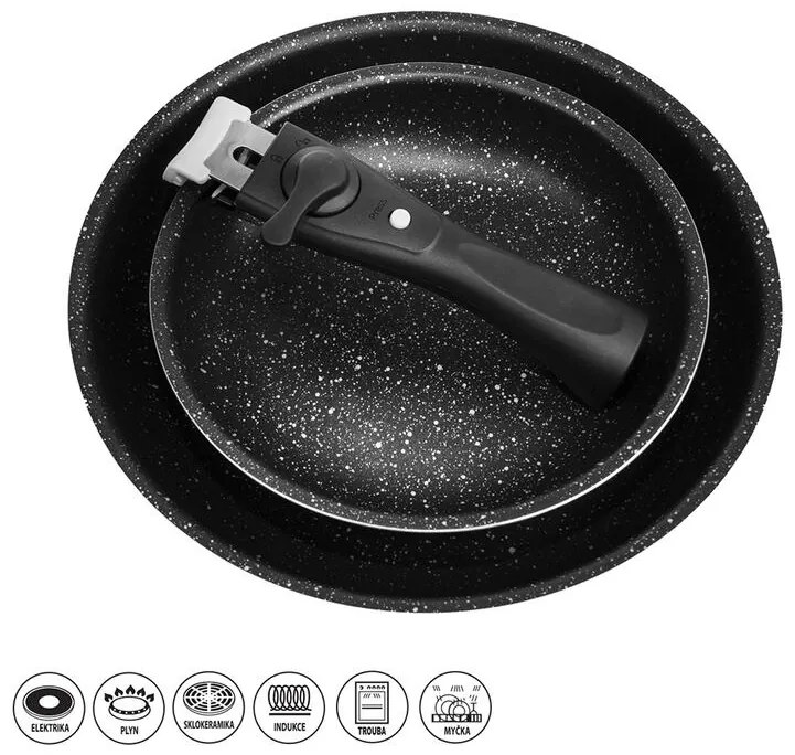 Set de tigăi cu mâner detaşabil GRANDE COMBI, 2 piese