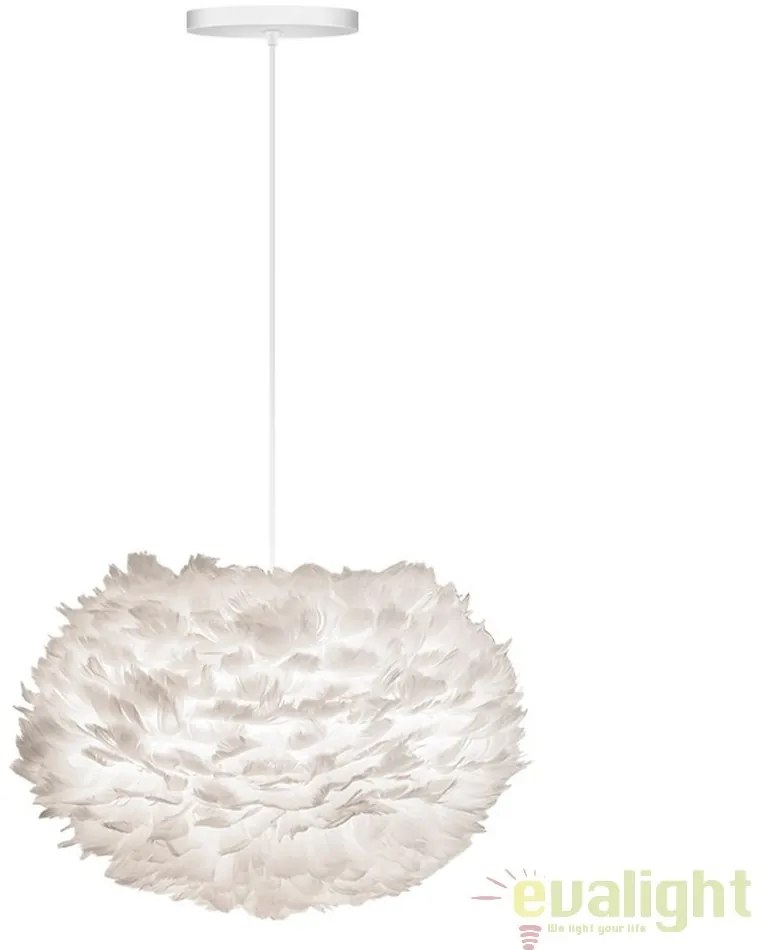Abajur modern cu pene de gasca EOS alb, 45cm