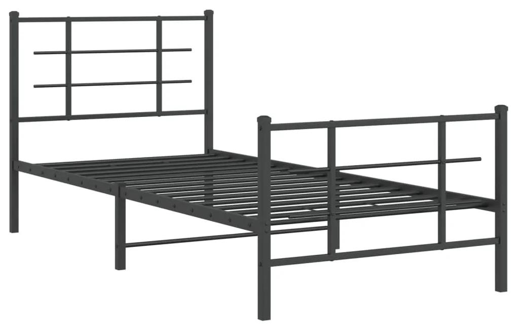 355572 vidaXL Cadru pat metalic cu tăblii de cap/picioare, negru, 90x200 cm